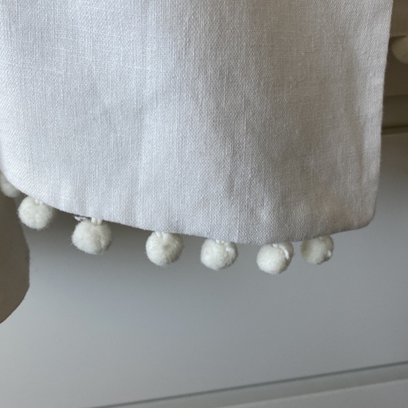 White Linen/Cotton Jacket, J Crew with Pom Pom trim. Size S. Worn once. - Picture 5 of 5